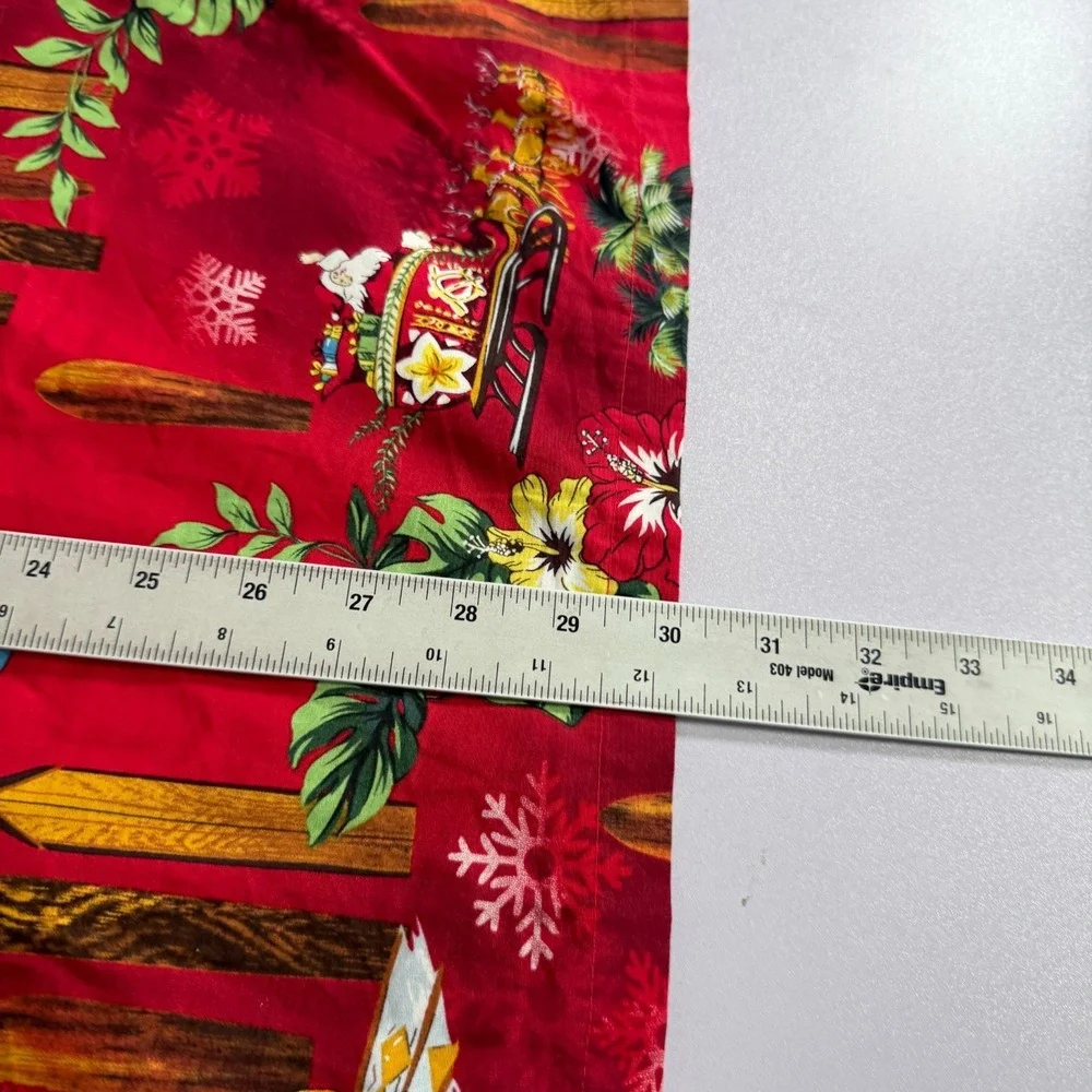 RJC Shirt Mens Medium Red Hawaiian Christmas Mele Kalikimaka Santa Floral Camp